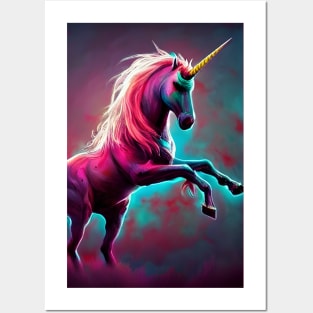 Dark Rainbow Gothic Unicorn AI created digital art by stine1 Posters and Art